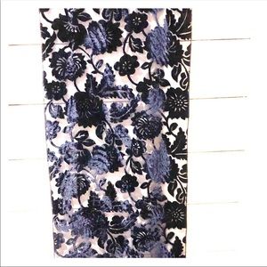 Navy cut velvet sheer scarf floral flowers
